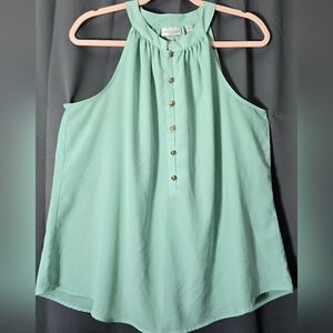 Eva Mendes for New York & Company Light Green Sleeveless Blouse